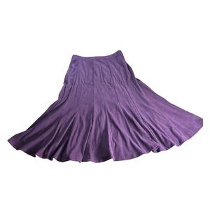 Denim 24/7 Skirt Women 14W Purple Faux Suede Pleated Maxi Boho A-Line Whimsygoth